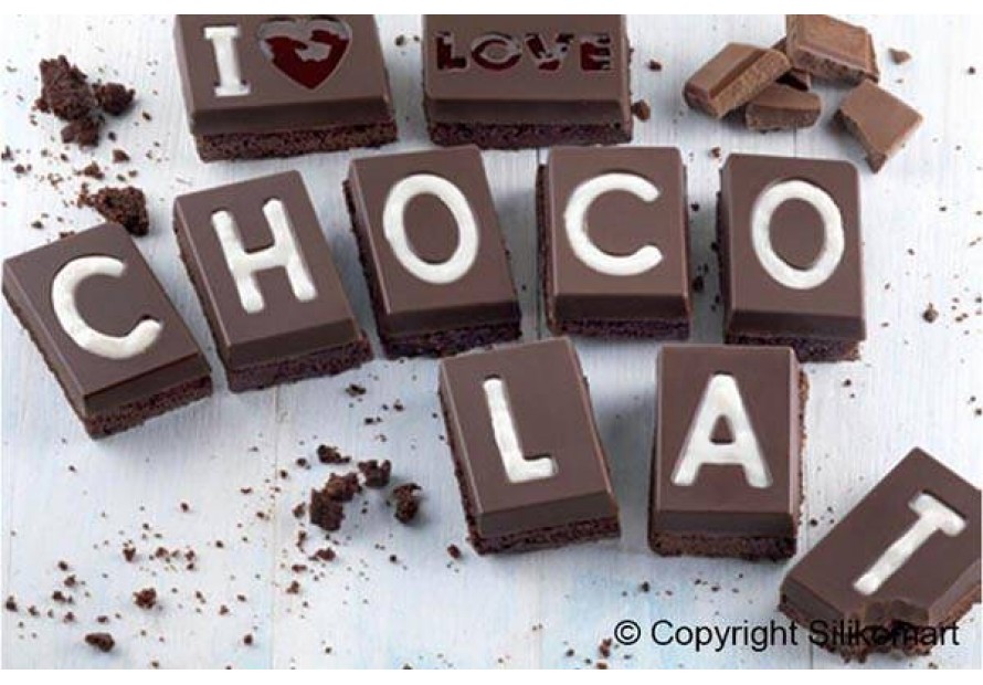 SILIKOMART STAMPO STAMPI SILICONE LOVE CHOCOLAT CIOCCOLATO TORTE SF 173